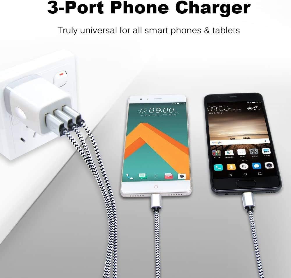 USB Charging Plug, Wall Charger Adapter, 3Pack Universal Travel 3.1A 3Muti Port Fast Charging Block Compatible with Iphone 15 14 13 12 SE 11 Xs Pro,Samsung Galaxy S23 S22 S21 S20 Ultra, Google
