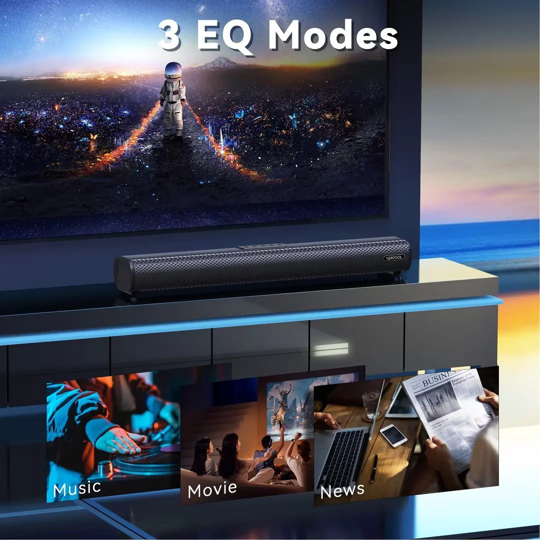 S20L Barras De Sonido Para TV, Sistema De Sonido Envolvente 3D Barra De Sonido Para TV, Audio De Cine En Casa 2.1 Ch Con Subwoofer Integrado, Altavoces Para TV De 50W / HDMI ARC, Bluetooth, Óptico, RCA, USB Y AUX Montable En Pared