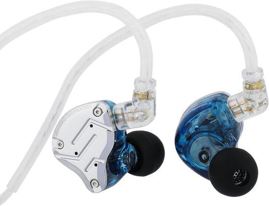KZ ZS10 Pro 4BA+1DD 5 Driver In-Ear Hifi Metal Earphones with Stainless Steel Faceplate, 2 Pin Detachable Cable (Without Mic, Blue)